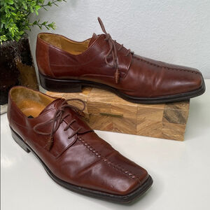 Mezlan Turbo‎ Oxford Dress Shoe Brown Leather Decorative Center Stitch 12US M